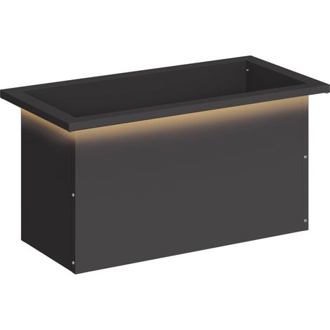 Garden Planter with LED Black 30 x 60 x 30 cm Steel vidaXL