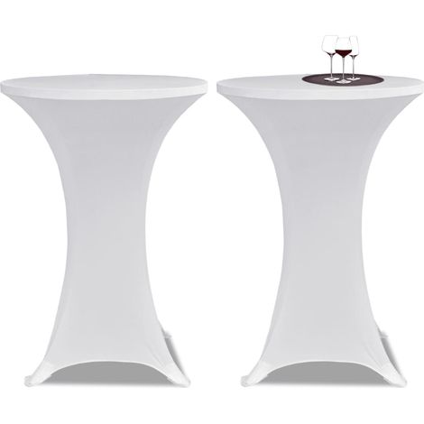2 x Tischhusse für Stehtisch Stretchhusse Ø70 cm weiß