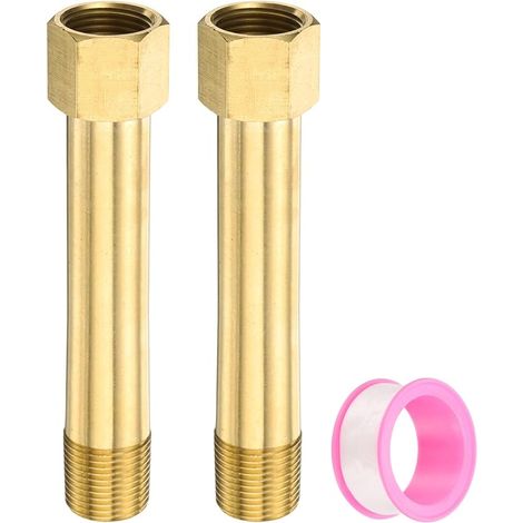 Raccord De Tuyau En Laiton 3/8" G Male x 3/8" G Female, Rallonge En Laiton Raccord De Tuyau Adaptateur De Connexion Avec Ruban 4 Inch / 100mm Longueur (1/5)