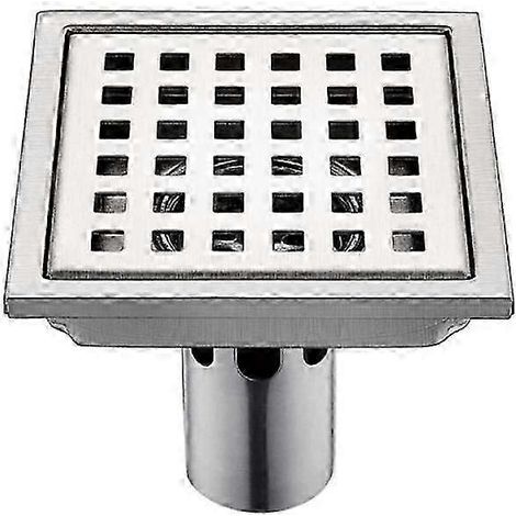 Siphon de sol INOX, 1 pièce, en acier inoxydable, 15 cm x 15 cm, filtre carré, désodorisant, anti-refoulement et anti-fuite d'eau, 15Cmb-mkl (1/4)