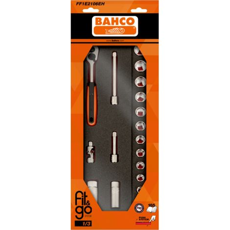 Bahco Fit&Go 1/3 Schaumstoffeinlage 3/8-Steckschlüsseleinsätze - 18-tlg. (1/3)