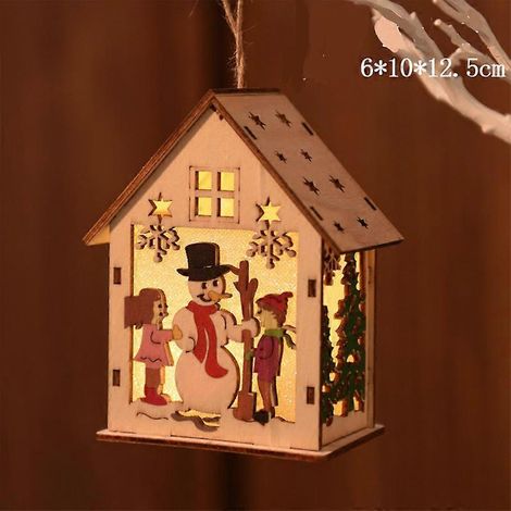 Decoración colgante navideña MIMIGO, decoración colgante luminosa de madera para fiestas en interiores, colgante de madera hueco creativo, colgante colgante para árbol de Navidad F