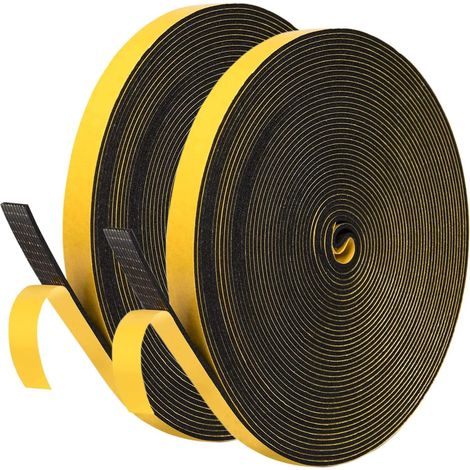 Cinta de sellado para puertas y ventanas, cinta de espuma de 9 mm (ancho) x 2 mm (grosor) x 30 m, insonorizada, negra. (1/5)
