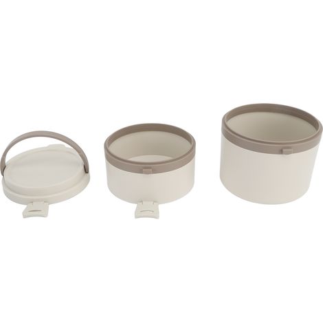 Boîte à bento en acier inoxydable 304, amovible, idéale pour le bureau, les voyages et les repas. Boîte isotherme portable, blanc crème, deux compartiments, 1,7 L. (1/5)