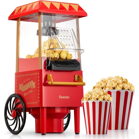 Machine à Pop-Corn Électrique 1200W Reemix à Air Chaud - Sans Huile - Rouge (1/5)