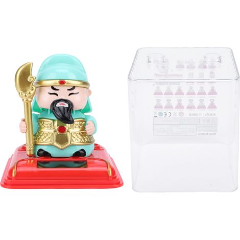 Ortviai Statue solaire de Guan Yu avec capot anti-poussière, figurine bougeant seule, décoration Feng Shui verte pour intérieur