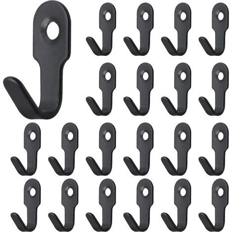 Lot de 30 mini-crochets en acier inoxydable, crochets porte-manteaux robustes, crochets muraux pratiques, crochets suspendus pour toilettes (noirs) (1/5)