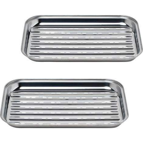 Ensemble de 2 paniers à griller pour barbecue - Paniers en acier inoxydable pour grillades en extérieur - Plateau de cuisson perforé pour légumes et viande (1/5)