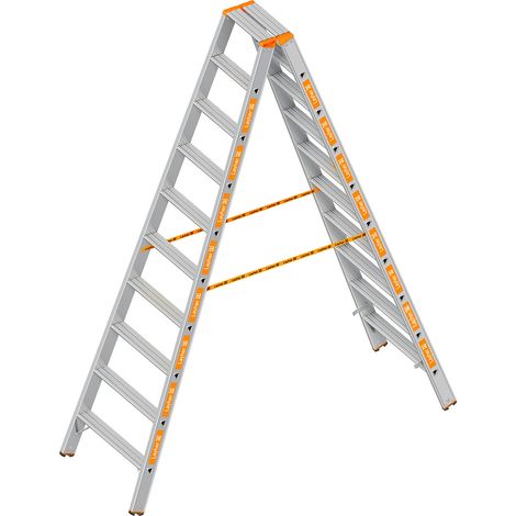 Layher, Escabeau à marches, accès deux côtés, 2 x 10 marches