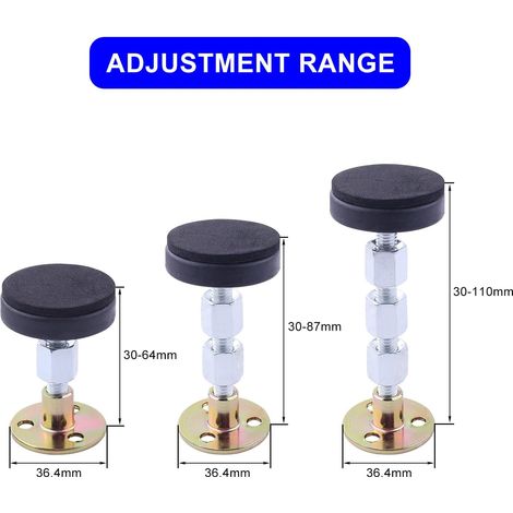 Outil anti-vibration pour cadre de lit fileté réglable 30-110 mm, butées de tête de lit, butées de lit, fixateur anti-vibration pour lits, armoires, canapés (4 pièces, 30-110 mm) (1/5)