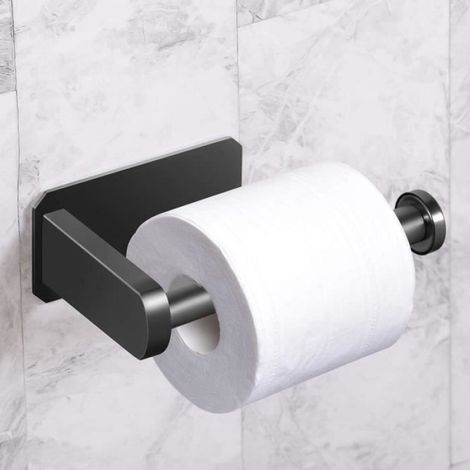 Porte Papier Toilette - Acier Inoxydable - Noir - Design Moderne - Installation Auto-Adhésive - 13.5x9x7cm (1/4)