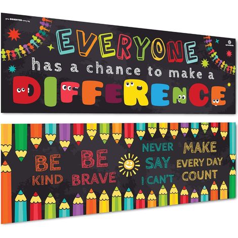 Bannière Scolaire - 34,3 cm x 99 cm - Pour Classe Maternelle Primaire - Décoration Pédagogique Intérieure - Lot de 2