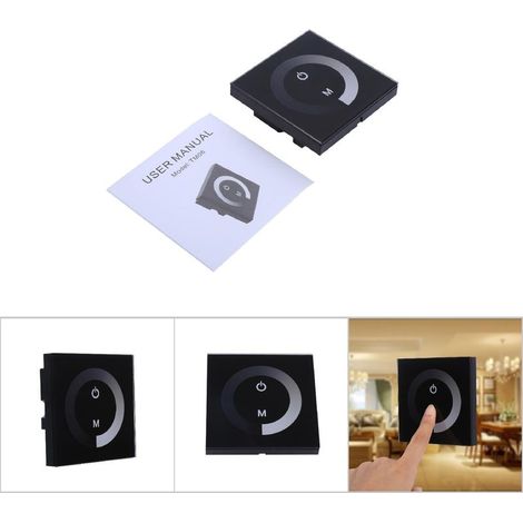 Interrupteur Mural Tactile Monocouleur pour Ruban LED 12V-24V - Noir (1/5)