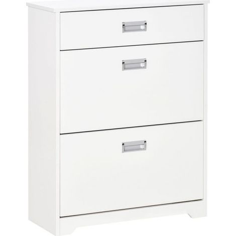 EASYCOMFORT Scarpiera Moderna in Legno, 2 Cassetti può contenere 16 paia di Scarpe 70x29x92cm, Bianco