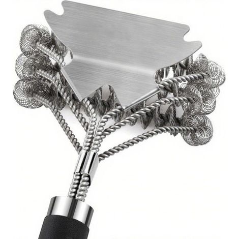 1 Brosse et grattoir pour barbecue, sans poils, acier inoxydable, manche métallique, 45,7 cm, nettoyage sûr, accessoire barbecue (1/4)