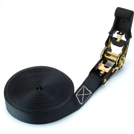 Set 3 sangles cliquet arrimage 25mm x 4m - Noires - Pour moto, remorque, van - Sangle de serrage à cliquet - Petite taille (1/5)