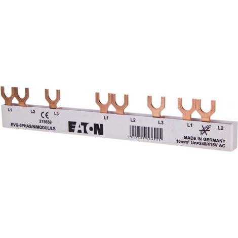 Jeu de barres de connexion 3P 63A 10mm2 fourche EVG-3PHAS/N/5MODUL/LS 215659