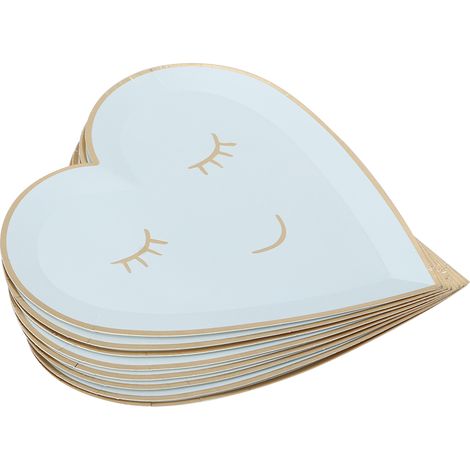 Lot de 8 assiettes en carton jetables bleues de 23 cm (9 pouces) en forme de gâteau, idéales pour les fêtes, les barbecues et les pique-niques. (1/5)