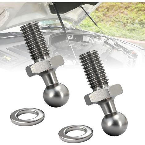 Set di 2 ammortizzatori a sfera - 10 mm - Filettatura M8 - Acciaio inossidabile - Per ammortizzatori a gas - Per portelloni posteriori auto - Adatti per cofani, portelloni anteriori, bagagliai con fil (1/5)