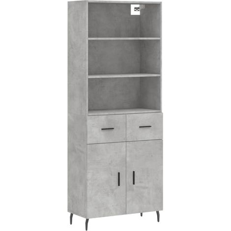 Credenza cassettiera mobile contenitore organizer cucina soggiorno salotto alto 695 x 34 x 180 cm legno ingegnerizzato grigio 020034501