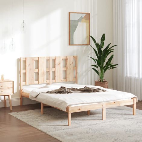 Estructura de cama de matrimonio madera maciza 135x190 cm (1/5)