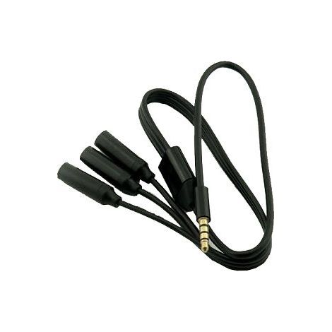 Cable de audio estereo 3x Jack 3.5mm hembra a 3.5mm 4 pin 0.50 M Negro (1/3)