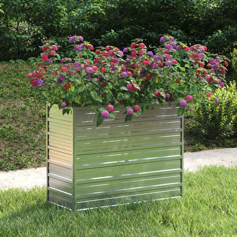 Lit surélevé de jardin 100x40x77 cm Acier galvanisé Argenté (1/5)
