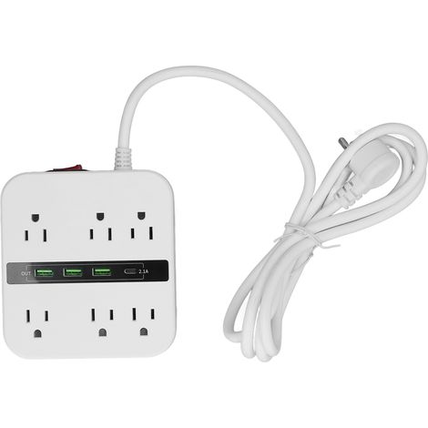 Bloc multiprise 2500W avec protection contre les surcharges, coque en PC ignifuge, prise multiple US 110‑250V, rallonge électrique sécurisée (1/5)