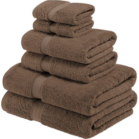 Superior Bagno Set di 6 Asciugamani in Cotone Egiziano, 900 Grammi, Colore: Cioccolato, 6PC Set (1/5)