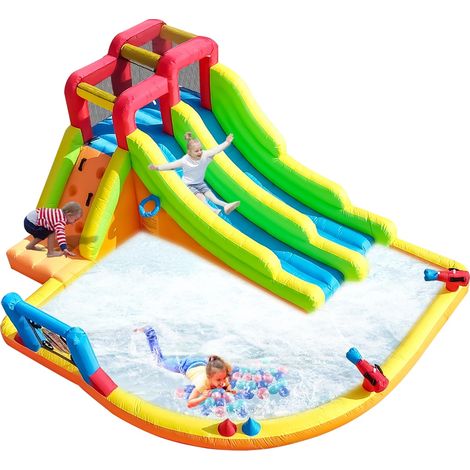 Toboggan Gonflable et Maison de Saut, Tissu Oxford Durable, Installation Facile, 4.41x3.61x2.04 m (1/2)