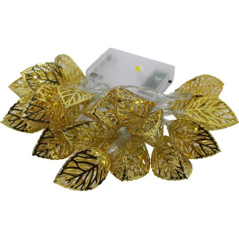 String Light - 20 Led - 60 Lm - Indoor Use - Gold Metal Hollow Design - 3 M - Battery Powered - 1 Piece (1/5)