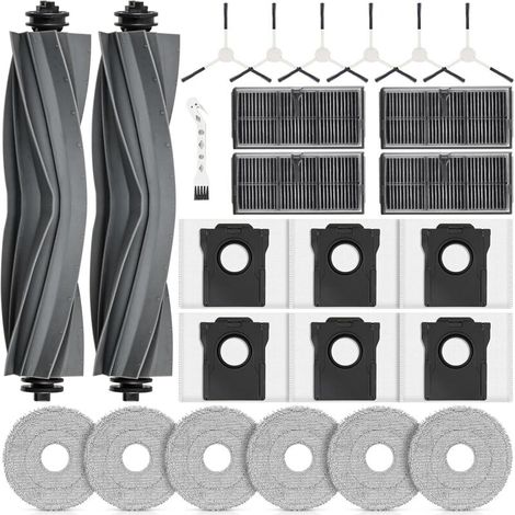 25 Accessories for DREAME L10s Pro Ultra Heat / L10s Ultra Gen 2 / X30 Ultra / MOVA E30 Ultra Robot Vacuum Cleaner. 2 Main Brushes, 4 Filters, 6 Cloths, 6 Dust Bags, 6 Side Brushes (1/4)