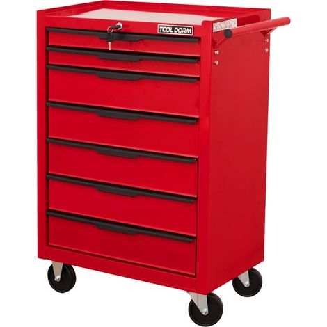 Servante d'atelier Rangement d'outils-Mobile-7-Tiroirs-Verrouillables-Metal-Roulettes-32kg-61.5x33x86(cm) (1/5)