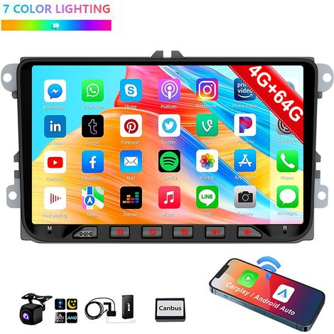 Autoradio Android 14 GPS 2 DIN pour VW GOLF 5 6 Passat Touran Tiguan 4+64G DAB+ CAM (1/4)