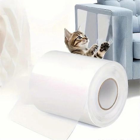 Ruban adhésif transparent de protection anti-griffures de chat pour meubles, canapé, 6,35 cm de largeur et 3 m de longueur. (1/5)