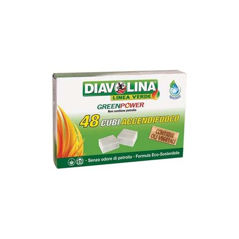 DIAVOLINA ACCENDIFUOCO GREEN POWER- - conf. 48 cubi - 24 pezzi DIAVOLINA