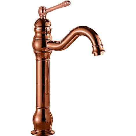 Einloch-Waschtischarmatur, Einhebel-Waschtischarmatur (Roségold, hoch, ausgestattet mit einem 60 cm langen 3/8''-Schlauch)