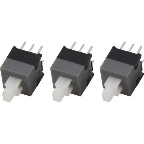 Bouton-Poussoir - DPDT 6 Broches - Verrouillage Automatique - Montage Encastré - 8,5 x 8,5 x 17 mm - Blanc Gris - 40 Pièces (1/5)