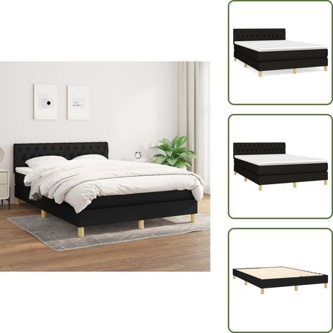 Boxspringbett mit Matratze Schwarz 140x200 cm Stoff - Boxspringbett - Doppelbett - Schlafraumgestaltung - Bettenrahmen - Matratze (1/5)