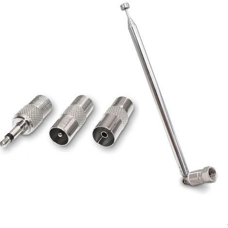 1 antenne télescopique à 7 sections - Antenne FM FM portable de rechange - Pour radio TV, DAB FM/AM - Antenne radio FM (1/4)