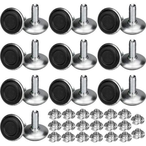 20 Pack Pied Vérin Réglable Pour Meuble, Pied de Nivellement Aevc T-écrou Filetage M8x20x30mm, Vis Support de Nivellement Pieds de meuble, Chaise, Table (1/4)