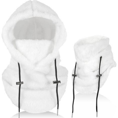 Winter Sturmhaube Fleece Unisex mit Nackenwärmer winddicht weiß (1/5)