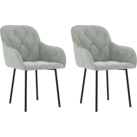 Lot de 2 Chaises à manger,Chaise de cuisine Gris clair Velours CFW34946 (1/5)