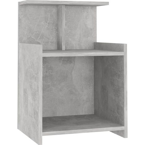 Comodino piccolo mobile laterale con ripiani aperti 40 x 35 x 60 cm in truciolare grigio DEC034007