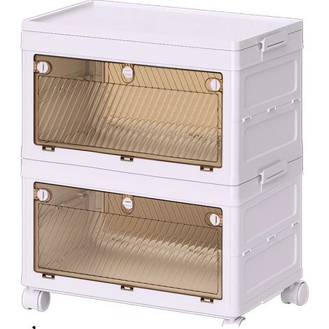 Bacs de rangement, design empilable, matériau durable, Bacs de rangement à 2 niveaux (1/2)