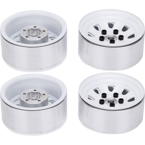 4 pièces Jantes Alliage Aluminium 1,9" pour RC Crawler 1/10 Axial SCX10 TRX4 (Blanc) (1/5)