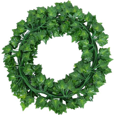 Guirnalda de hiedra artificial (paquete de 12), de 25 m (83 pies) de largo, con hojas verdes artificiales, ideal para decorar bodas, fiestas, hogares o paredes. (1/5)