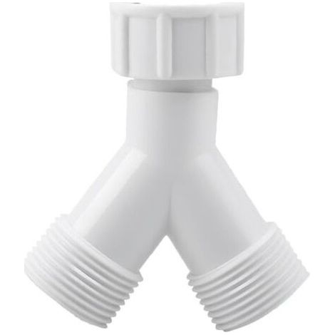 Doppel-Y-Verbinder für Waschmaschine und Geschirrspüler. Ablaufadapter mit 3/4"-Gewinde. Schlauchanschluss für Wasserhahn und Haushaltsgeräte. Hochfester, verstärkter Kunststoff. (1/4)