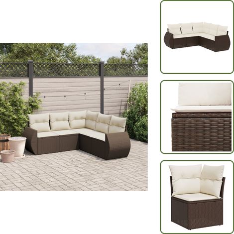 5-tlg. Garten-Sofagarnitur mit Kissen Braun Poly Rattan - Garten Sofagarnitur - Garten Sofagarnituren - Outdoor Sofagarnitur - Sofagarnitur Terrasse (1/5)