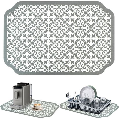 Tapis Machine Café, Tapis Egouttoir Vaisselle Absorbant, Tapis de Séchage Machine à Café, Antidérapant Tapis Vaisselle à Séchage Rapide pour Cuisine, Salle de Bain et Bar (30 x 44 cm) (1/5)